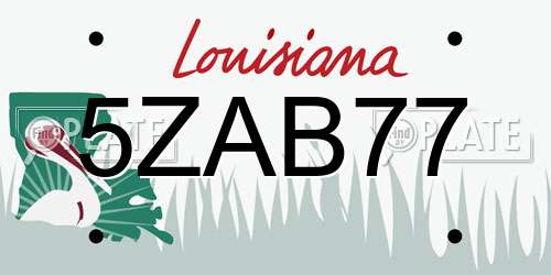 5ZAB77 Louisiana License Plate