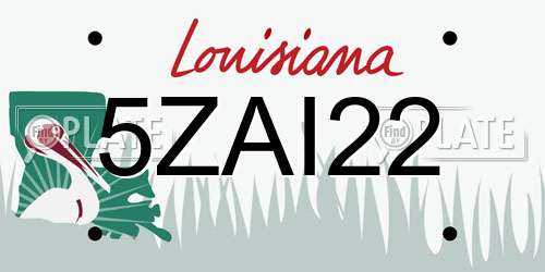 5ZAI22 Louisiana License Plate