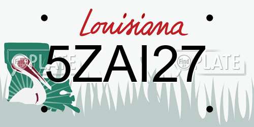 5ZAI27 Louisiana License Plate