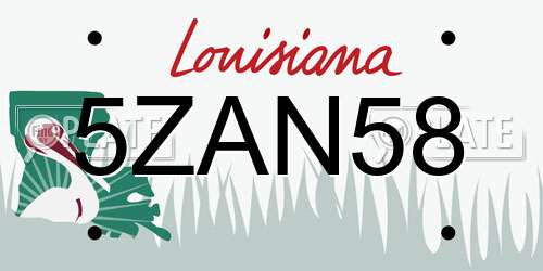 5ZAN58 Louisiana License Plate