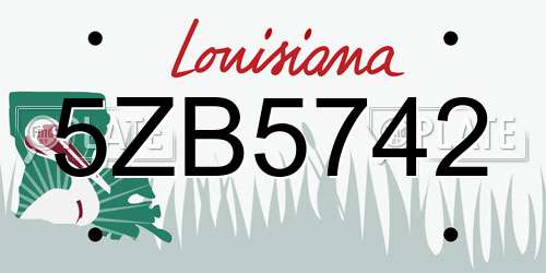 5ZB5742 Louisiana License Plate