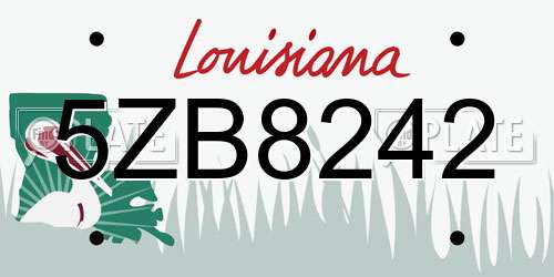 5ZB8242 Louisiana License Plate