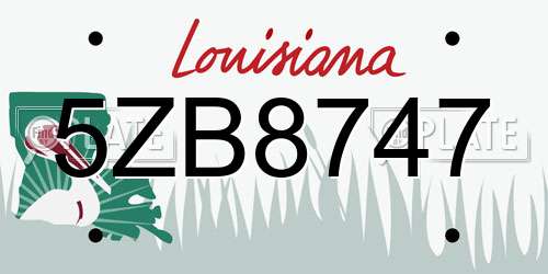 5ZB8747 Louisiana License Plate