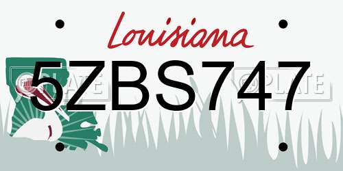 5ZBS747 Louisiana License Plate
