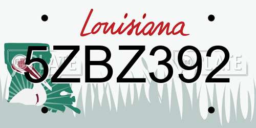 5ZBZ392 Louisiana License Plate