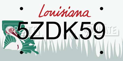 5ZDK59 Louisiana License Plate