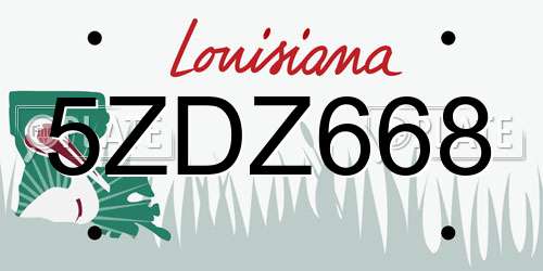 5ZDZ668 Louisiana License Plate
