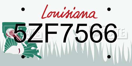 5ZF7566 Louisiana License Plate