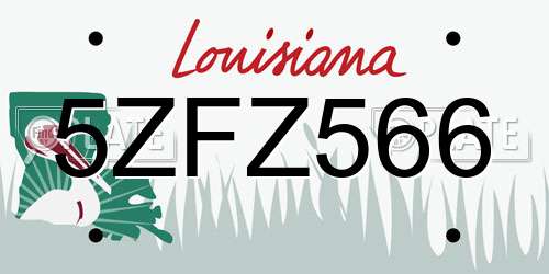 5ZFZ566 Louisiana License Plate