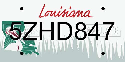 5ZHD847 Louisiana License Plate