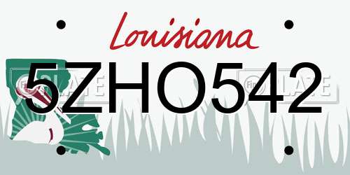 5ZHO542 Louisiana License Plate