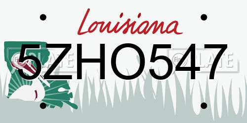 5ZHO547 Louisiana License Plate