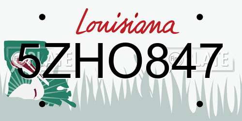 5ZHO847 Louisiana License Plate