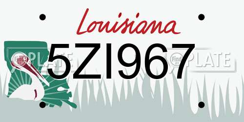 5ZI967 Louisiana License Plate