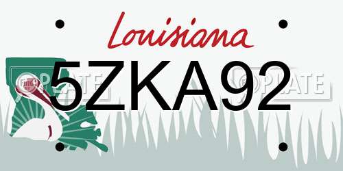 5ZKA92 Louisiana License Plate