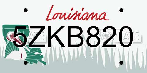 5ZKB820 Louisiana License Plate