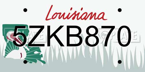 5ZKB870 Louisiana License Plate