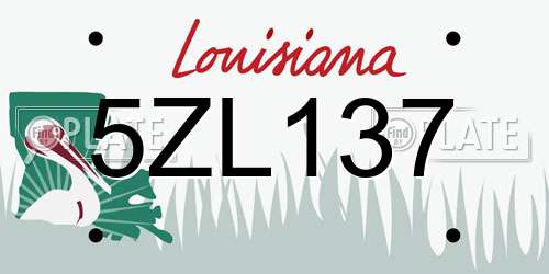 5ZL137 Louisiana License Plate