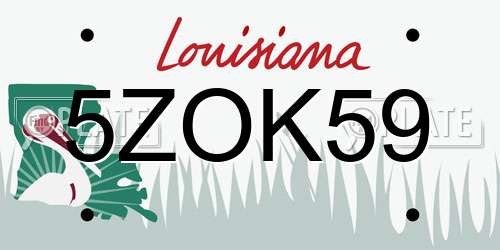 5ZOK59 Louisiana License Plate