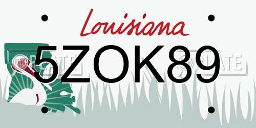 5ZOK89 Louisiana License Plate