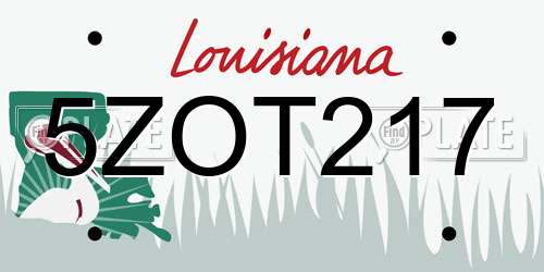 5ZOT217 Louisiana License Plate