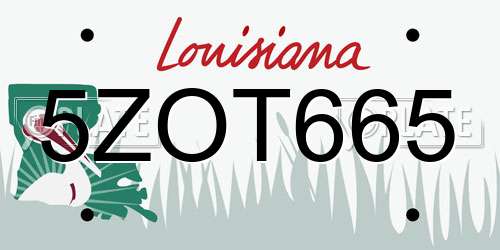 5ZOT665 Louisiana License Plate