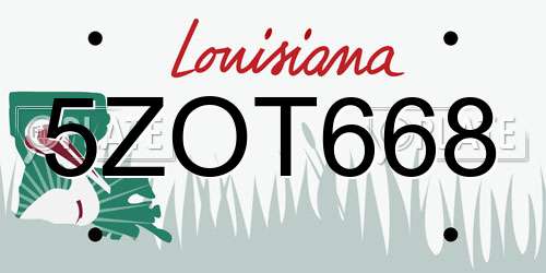 5ZOT668 Louisiana License Plate