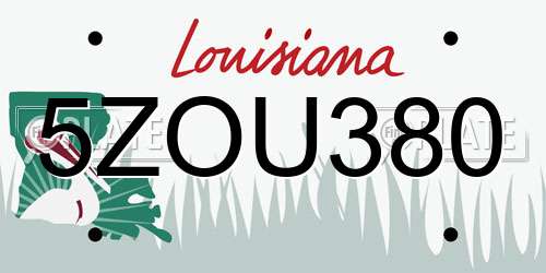 5ZOU380 Louisiana License Plate