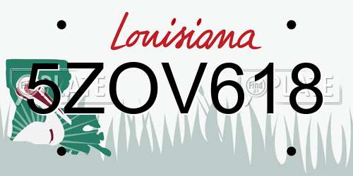 5ZOV618 Louisiana License Plate