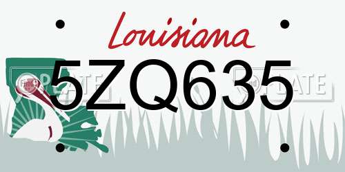 5ZQ635 Louisiana License Plate