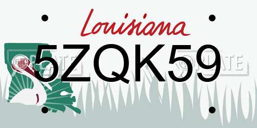 5ZQK59 Louisiana License Plate
