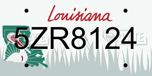 5ZR8124 Louisiana License Plate