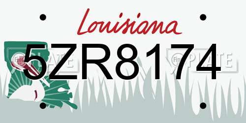 5ZR8174 Louisiana License Plate