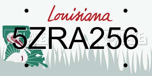 5ZRA256 Louisiana License Plate