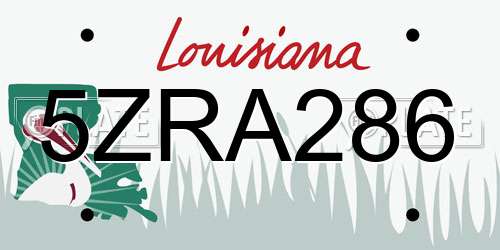 5ZRA286 Louisiana License Plate