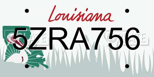 5ZRA756 Louisiana License Plate