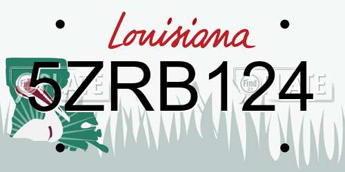 5ZRB124 Louisiana License Plate