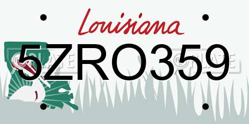 5ZRO359 Louisiana License Plate