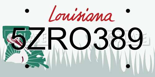 5ZRO389 Louisiana License Plate