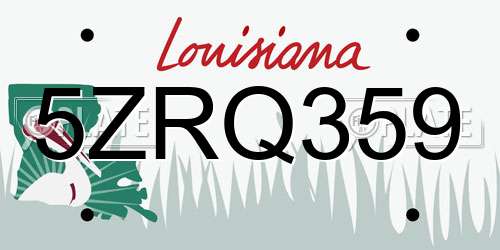 5ZRQ359 Louisiana License Plate