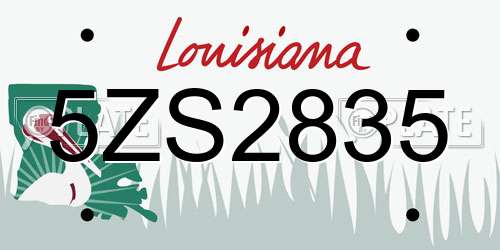5ZS2835 Louisiana License Plate