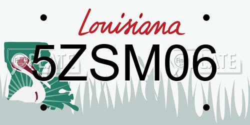 5ZSM06 Louisiana License Plate