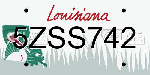 5ZSS742 Louisiana License Plate