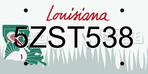 5ZST538 Louisiana License Plate
