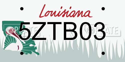 5ZTB03 Louisiana License Plate