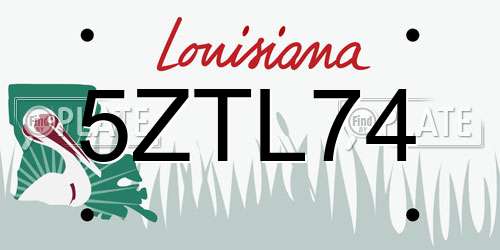 5ZTL74 Louisiana License Plate
