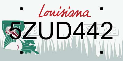 5ZUD442 Louisiana License Plate