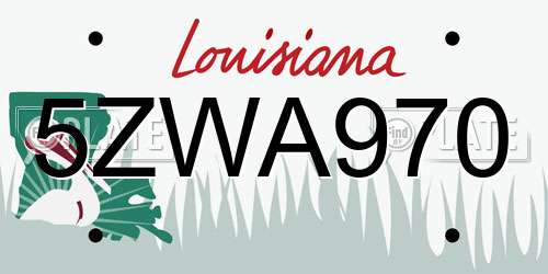 5ZWA970 Louisiana License Plate
