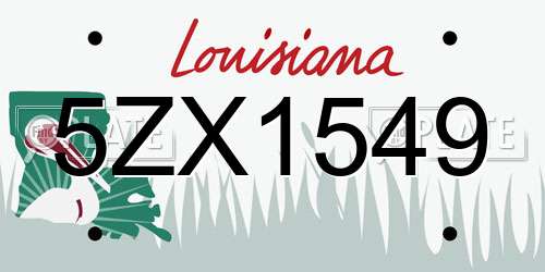 5ZX1549 Louisiana License Plate