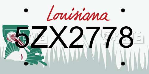 5ZX2778 Louisiana License Plate